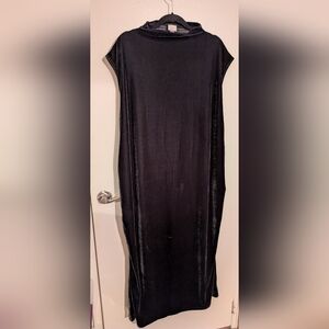 Gunmetal Velvet/Velour Ruched Mockneck Dress